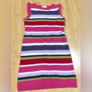 Girls No Sleeve Sweater Size 7-8 Colorful Sweater Striped Dress